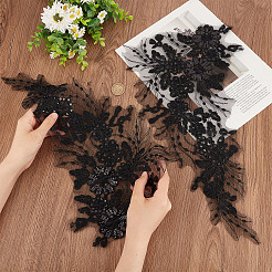 Applicazioni in pizzo ricamato in poliestere con motivo floreale&nbsp;DIY-WH0308-278C
