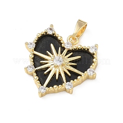 Pendentifs en laiton micro pavé de zircone cubique transparent pour la saint-valentin&nbsp;KK-F939-06G-01