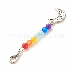Decoraciones colgantes con cuentas de jade malasia natural y teñido con tema de chakra&nbsp;HJEW-JM00641-04