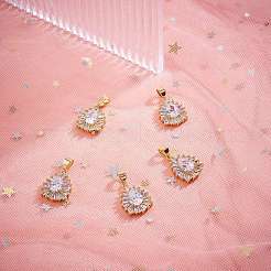 5pcs pendentifs en zircone cubique en laiton clair&nbsp;KK-SZ0001-96