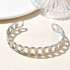 Bracciali rigidi bicolore in acciaio inossidabile 304&nbsp;BJEW-A160-02GP