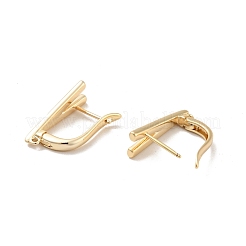 Boucles d'oreilles créoles en laiton plaquées en forme de V avec fermeture à loquet&nbsp;KK-D083-04G