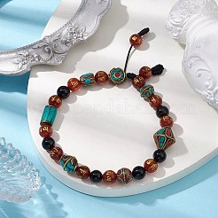 8 mm runde geflochtene Perlenarmbänder aus natürlichem Achat im tibetischen Stil&nbsp;BJEW-JB10410