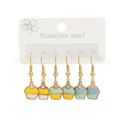 Ocean Serie 304 Edelstahl Emaille Ohrhänger&nbsp;EJEW-K017-01A-G