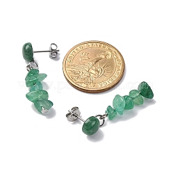 Boucles d'oreilles dormeuses en aventurine vert naturel&nbsp;EJEW-JE06371-02