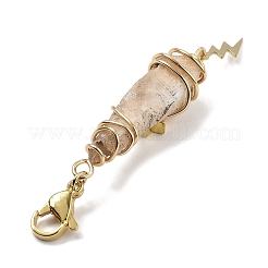 Colgantes de cristal de cuarzo natural galvanizados con pepitas envueltas en alambre&nbsp;HJEW-JM03127-09