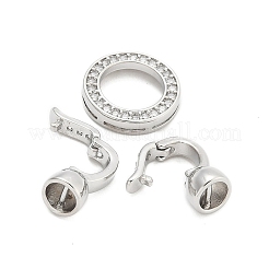 Micro pavé di ottone trasparente cubic zirconia piegato su fermagli&nbsp;KK-U059-34P