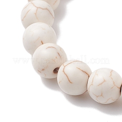 2 bracelet extensible en verre rond galvanisé anti-ternissement et perles turquoise synthétiques pour femmes&nbsp;BJEW-JB12665