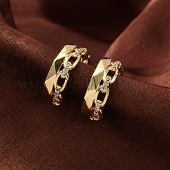 Boucles d'oreilles en laiton plaqué en crémaillère&nbsp;EJEW-C125-24F-G