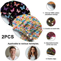 2 pz 2 stili cotone regolabile stampato cappelli bouffant berretti da lavoro per donne e uomini&nbsp;AJEW-DR0002-52C
