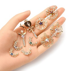10 Stück 10 Stile aus Zinklegierung mit Glas-Strass-Anhängern&nbsp;FIND-YW0004-27