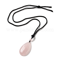 Collier pendentif en quartz rose naturel avec cordon en nylon pour femme&nbsp;NJEW-L464-A05