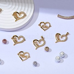 6 Stück 6 Stil Messing Micro Pave klare Zirkonia Glieder&nbsp;ZIRC-SZ0001-50