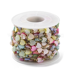 Bunte natürliche Muschelherz- und Messingperlen-Gliederketten&nbsp;CHS-C008-04G