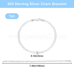 1 bracelet à chaîne gourmette en argent sterling&nbsp;BJEW-BBC0001-06A