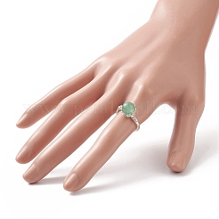Anello da dito con perline intrecciate in avventurina verde naturale&nbsp;RJEW-TA00066-02