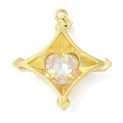 Véritable 18k plaqué or placage en laiton micro pave pendentifs en zircone cubique&nbsp;KK-F854-14G-02