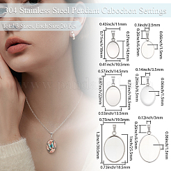 60 Stück 3 Stile 304 Edelstahl Anhänger Cabochon Einstellungen&nbsp;STAS-BBC0009-27