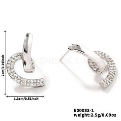 Pendientes de botón con micropavé de latón y circonitas cúbicas transparentes a la moda y exquisitos&nbsp;LF6788-1