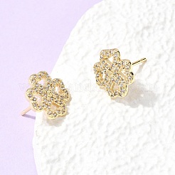 Pendientes de latón con micropavé de circonitas cúbicas transparentes para San Valentín&nbsp;EJEW-C186-22G-02