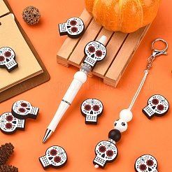 10 perles focales en silicone en forme de crâne&nbsp;JX889A