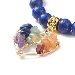 Bracelet extensible en lapis-lazuli naturel (teint)&nbsp;BJEW-JB08747-02