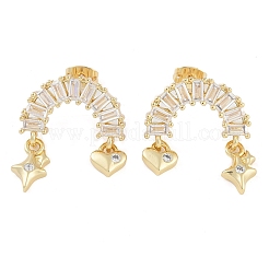 Pendientes de latón con circonita cúbica transparente para mujer&nbsp;EJEW-S225-10G-02