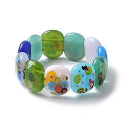 Bracelets extensibles faits à la main en perles de verre millefiori pour hommes et femmes&nbsp;BJEW-G738-01B-03