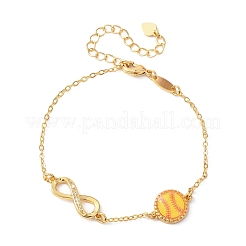Sportliche Armbänder aus Messing mit Mikropavé-Fassung aus Zirkonia und Infinity-Gliedern&nbsp;BJEW-D386-01D-G