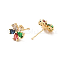 Aretes de flores de rhinestone de colores&nbsp;EJEW-M209-01G