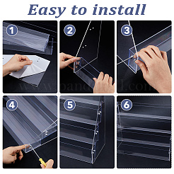 Présentoir organiseur à 4 niveau en acrylique et PVC pour cartes postales et broches&nbsp;ODIS-WH0108-041B