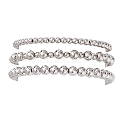 3 Stück 3 Stile Messing runde Perlen Stretch-Armbänder für Frauen&nbsp;BJEW-JB12796