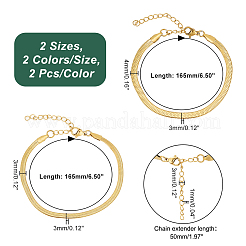 Ionenbeschichtung (IP) 8 Stück 4 Stil 304 Edelstahl Fischgrätenketten Armbänder Set für Männer Frauen&nbsp;BJEW-UN0001-34