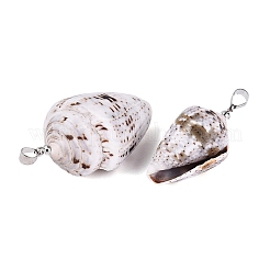 Pendentifs en laiton et coquillage conique naturel&nbsp;SHEL-Q029-21P