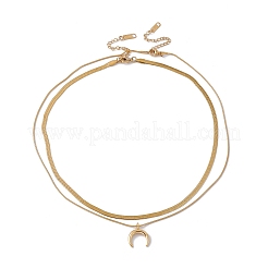 2 pz 2 stile placcatura ionica (ip) 304 acciaio inossidabile mezzaluna ciondolo collane set&nbsp;NJEW-G090-04G