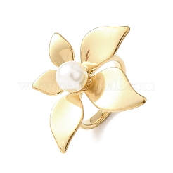 Fingerringe aus undurchsichtigem Acryl mit Imitationsperlen&nbsp;RJEW-P177-03B-G