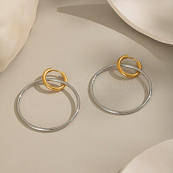 Boucles d'oreilles créoles bicolores en acier inoxydable&nbsp;DV3825