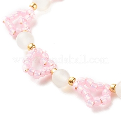 Bracciale con semi di vetro e agata naturale con chiusura magnetica in ottone&nbsp;BJEW-JB07803-02