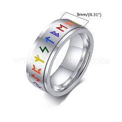 Arco iris color orgullo bandera runa palabras odin nórdico vikingo amuleto esmalte anillo giratorio&nbsp;RABO-PW0001-037E