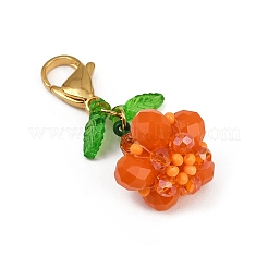 2 colgante de cuentas de semillas de vidrio con temática de Halloween con forma de calabaza.&nbsp;HJEW-MZ00283