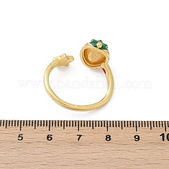 Offene Manschettenringe aus Messing mit Emaille und Obstmotiv für Damen&nbsp;RJEW-U057-02G