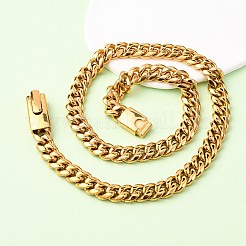 Collares de cadena de eslabones cubanos de acero inoxidable 304 de 12 mm&nbsp;NJEW-C099-03G