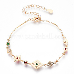 Buntes Rauten-Gliederarmband aus Zirkonia&nbsp;BJEW-N020-01