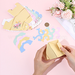 12 stücke 4 arten blume gedruckt 3d teekanne geformt papier süßigkeiten geschenk boxen mit band&nbsp;DIY-SP0006-38