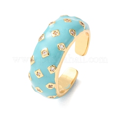 Anillos abiertos de latón con micro pavé de circonita cúbica&nbsp;CU-CBAB3AD-12G-02