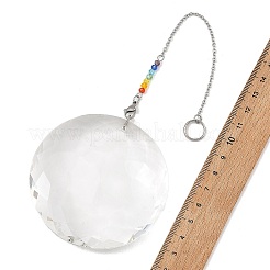 7 attrape-soleil rond en verre à facettes de chakra&nbsp;HJEW-JM05022