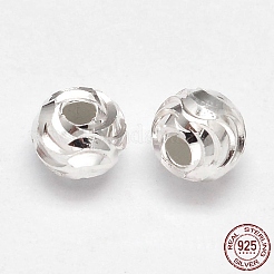 Suposición cortados 925 plata esterlina abalorios redondos&nbsp;LS-STER-F012-08A