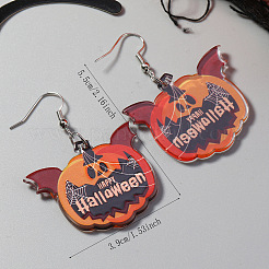 Halloween-Kürbis mit Wort-Legierung-Ohrhänger&nbsp;XN8797-4