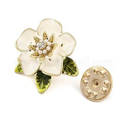 Blumenbrosche aus Legierungskristall und Kunststoffperlen für Damen&nbsp;JEWB-M045-02LG