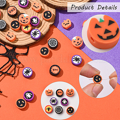 160 Stück handgemachte Polymer-Tonperlen im Halloween-Stil&nbsp;CLAY-SP0001-11